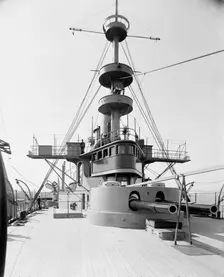 U.S.S. New York, forward turret and bridge, between 1893 and 1901. Creator: William H. Jackson