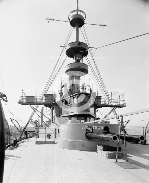 U.S.S. New York, forward turret and bridge, between 1893 and 1901. Creator: William H. Jackson.