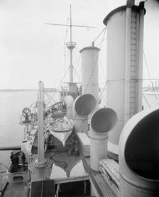 U.S.S. New York, looking aft from bridge, between 1893 and 1901. Creator: William H. Jackson
