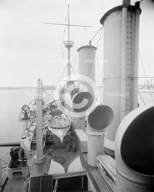 U.S.S. New York, looking aft from bridge, between 1893 and 1901. Creator: William H. Jackson.