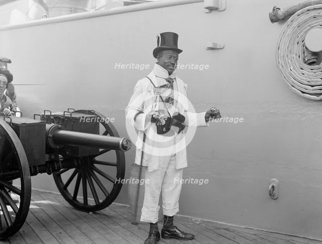 U.S.S. New York, Lord Cassidy, the colored mascot, anniversary of Santiago, 1899 July 3. Creator: Unknown.