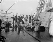 U.S.S. New York, scrubbing down, between 1893 and 1901. Creator: William H. Jackson