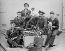 U.S.S. New York, ship's tailor, between 1893 and 1901. Creator: William H. Jackson