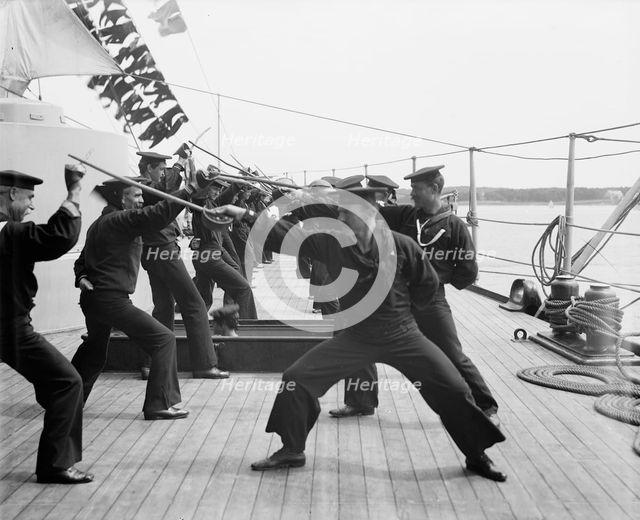 U.S.S. New York, single stick exercise, between 1893 and 1901. Creator: Unknown.