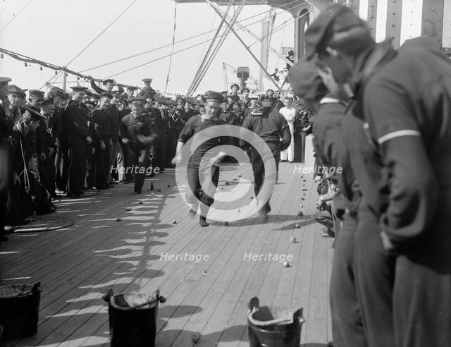 U.S.S. New York, spud race, anniversary of Santiago, 1899 July 3. Creator: Unknown.