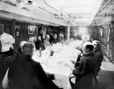 U.S.S. New York, ward room [i.e. wardroom] mess, between 1893 and 1901. Creator: William H. Jackson