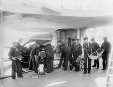 U.S.S. Newark, 6 in. gun and crew, between 1891 and 1901. Creator: Unknown