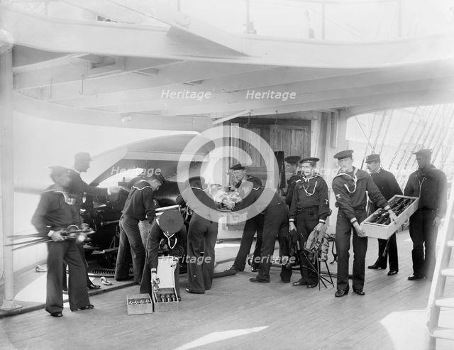 U.S.S. Newark, 6 in. gun and crew, between 1891 and 1901. Creator: Unknown.