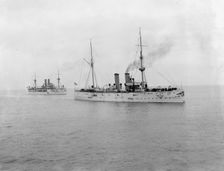 U.S.S. Raleigh and U.S.S. Maine, between 1895 and 1898. Creator: Unknown
