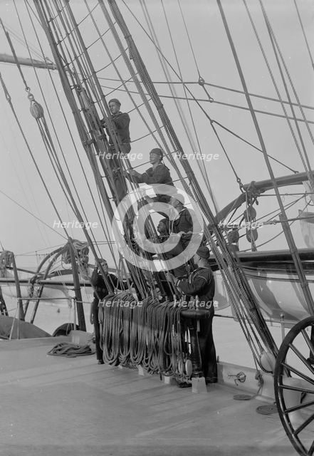 U.S.S. Richmond, "stand by to lay aloft", between 1890 and 1901. Creator: Unknown.