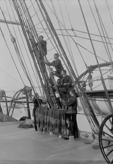 U.S.S. Richmond, "stand by to lay aloft", between 1890 and 1901. Creator: Unknown