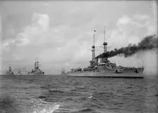 U.S.S. Wyoming Leading Battleships in Hampton Roads, Virginia, 1917. Creator: Unknown