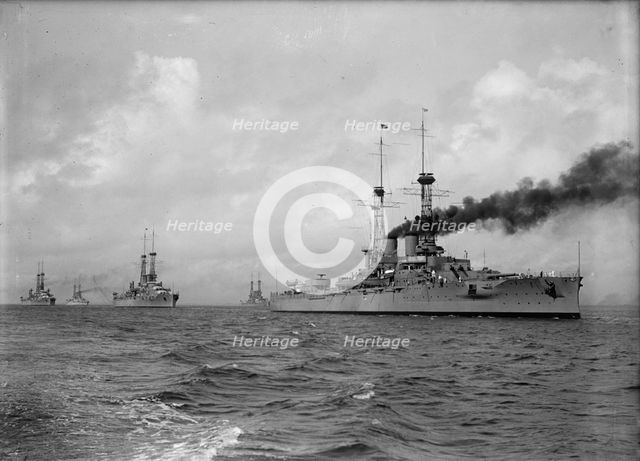 U.S.S. Wyoming Leading Battleships in Hampton Roads, Virginia, 1917. Creator: Unknown.