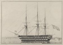 U. S. Ship North Carolina, 102 Guns, 1843., 1843. Creator: Nathaniel Currier