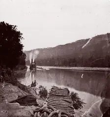 U.S. Transport in Rapids, Tennessee River/The Suck - Tennessee River below Chattanooga..., ca. 1864. Creator: George N. Barnard