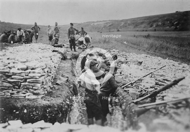 U.S. troops in trench in France, 1917. Creator: Bain News Service.