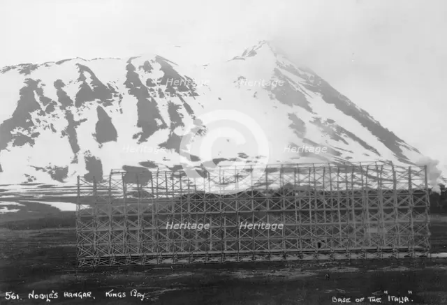 Umberto Nobile's hangar, base of the airship 'Italia', Kongsfjorden, Spitzbergen, Norway, 1929. Artist: Unknown