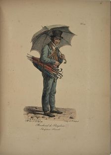 Umbrella seller. From the Series "Cris de Paris" (The Cries of Paris), 1815. Creator: Vernet, Carle (1758-1836)
