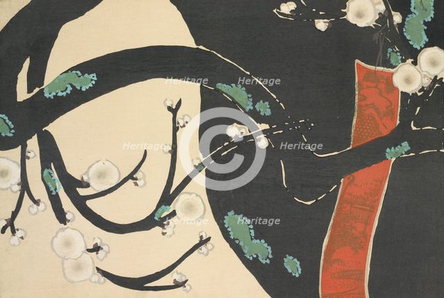 Ume, from Momoyo-gusa (The World of Things) Vol II, pub.1909 (colour block woodcut)