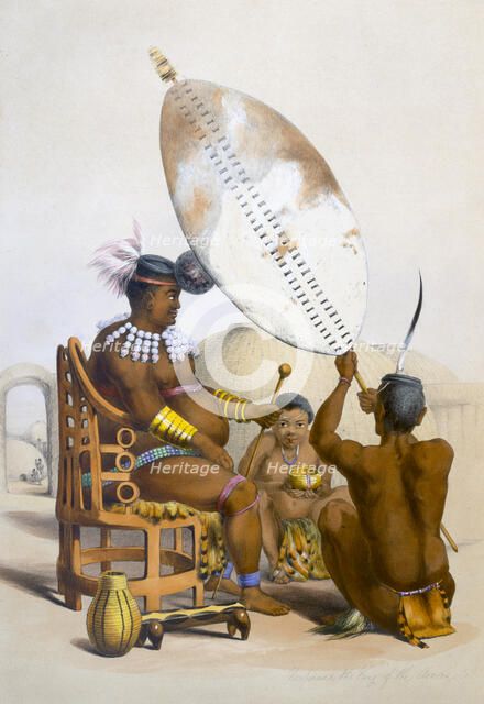 Umpanda the King of the Amazulu, 1849. Artist: George French Angas