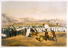 Umpanda Reviewing his Troops at Nonduengi, 1849. Creator: George French Angas