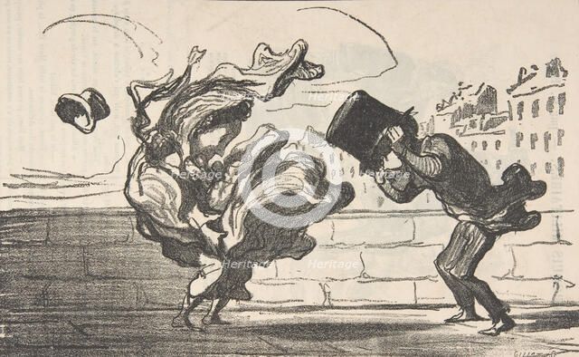 Un coup de vent non prédit par Mathieu (de la Drôme), 1864. Creator: Honore Daumier.
