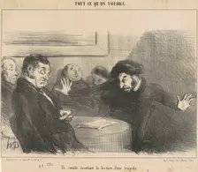 Un comité écoutant la lecture d'une tragédie, 19th century. Creator: Honore Daumier