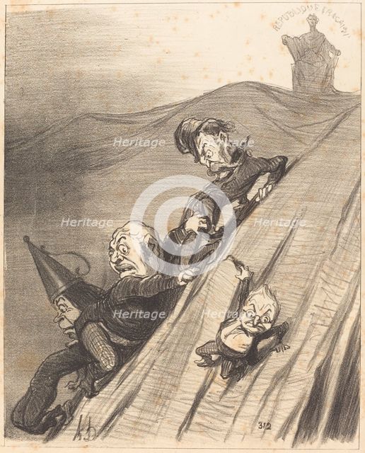 Un chemin dangereux, 1851. Creator: Honore Daumier.