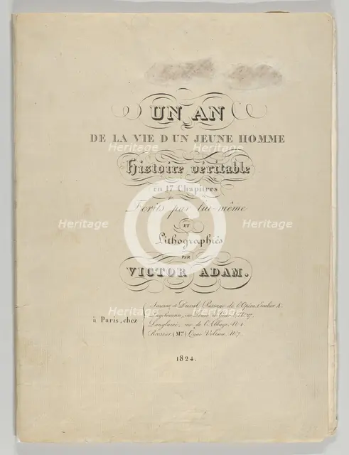 Un an de la vie d'un jeune homme: Histoire véritable en 17 Chapitres, Ecrits par lui-même ..., 1824. Creator: Victor Adam.