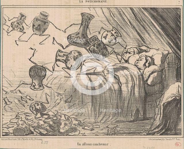 Un affreux cauchemar, 19th century. Creator: Honore Daumier.