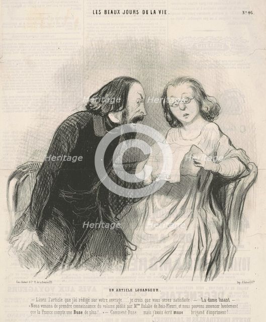 Un article louangeur, 19th century. Creator: Honore Daumier.