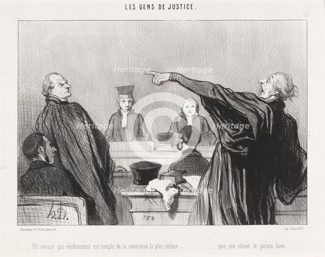 Un avocat qui évidemment est rempli de la conviction la plus intime..., 1845.  Creator: Honore Daumier.