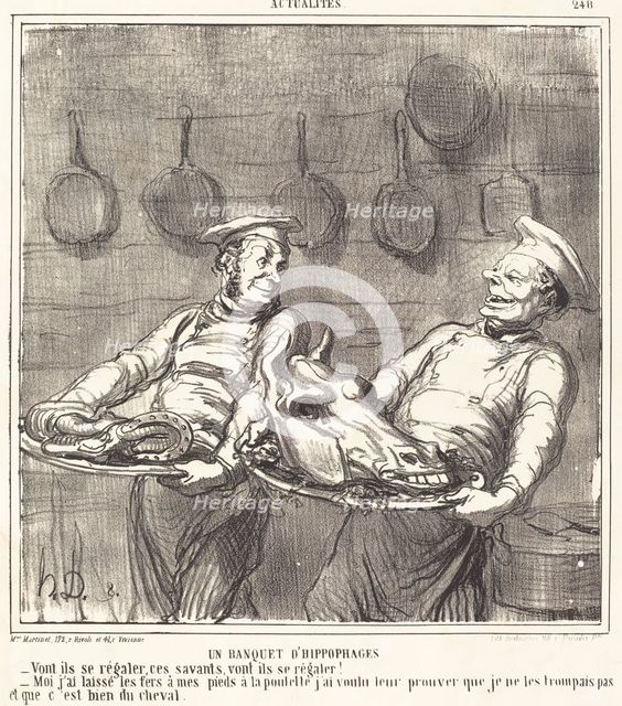 Un banquet d'hippophages, 1865. Creator: Honore Daumier.