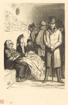 Un Bureau d'attente d'omnibus, 1862. Creator: Charles Maurand