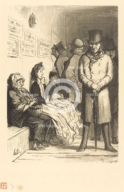 Un Bureau d'attente d'omnibus, 1862. Creator: Charles Maurand.