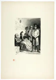 Un bureau d'attente d'omnibus, from Tirage Unique de Trente-Six Bois, 1862, printed 1920. Creator: Charles Maurand