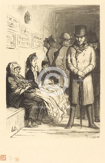 Un Bureau d'attente d'omnibus, 1862. Creator: Charles Maurand.