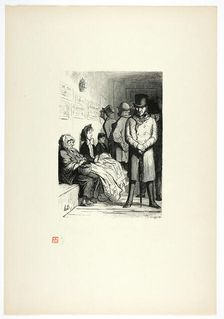Un bureau d'attente d'omnibus, from Tirage Unique de Trente-Six Bois, 1862, printed 1920. Creator: Charles Maurand