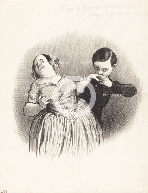 Un début galant, 1844. Creator: Honore Daumier.