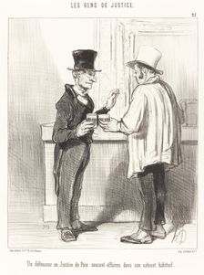 Un défenseur en Justice de Paix causant affaires dans son cabinet habituel, 1846. Creator: Honore Daumier