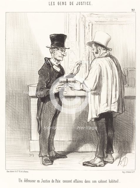 Un défenseur en Justice de Paix causant affaires dans son cabinet habituel, 1846. Creator: Honore Daumier.