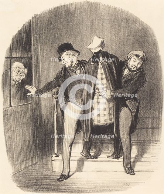 Un déménagement furtif, 1847. Creator: Honore Daumier.