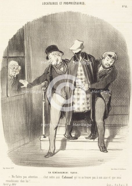 Un déménagement furtif, 1847.  Creator: Honore Daumier.