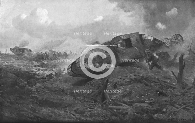 'Un des plus extraordinaires spectacles de cetteguerre les "Tanks" britanniques sur le..., 1916. Creator: J Simont.
