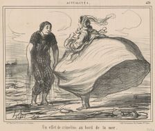Un effet de crinoline au bord de la mer, 19th century. Creator: Honore Daumier