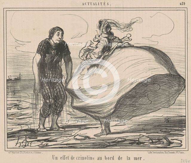 Un effet de crinoline au bord de la mer, 19th century. Creator: Honore Daumier.