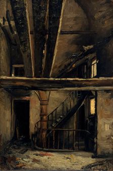 Un escalier de l'Opéra-Comique, après l'incendie du 15 mai 1887, place Boieldieu, 2ème arrondiss... Creator: Henri-Martin Vos