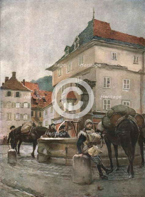 'Un fontaine a Thann', 1915. Creator: Francois Flameng.