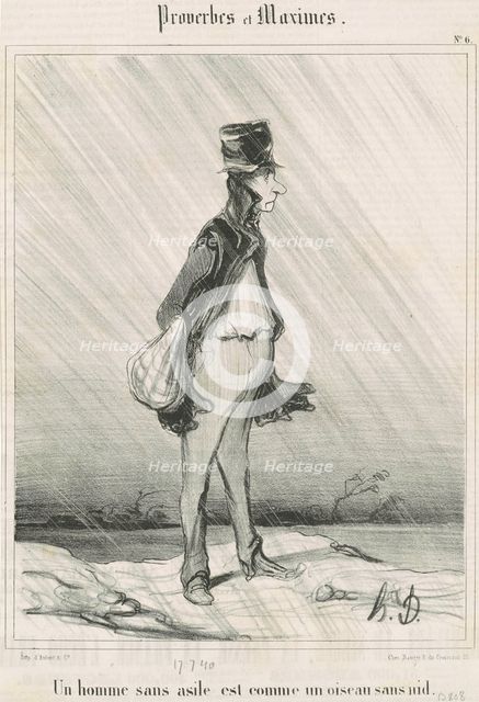 Un homme sans asile est comme un oiseau sans nid, 19th century. Creator: Honore Daumier.