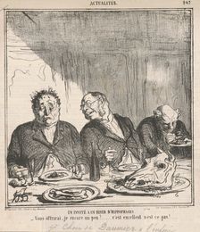 Un invité à un dîner d'hippophages: Vous offrirai-je encore un peu? C'est excellent..., Mar 24, 1865 Creator: Honore Daumier
